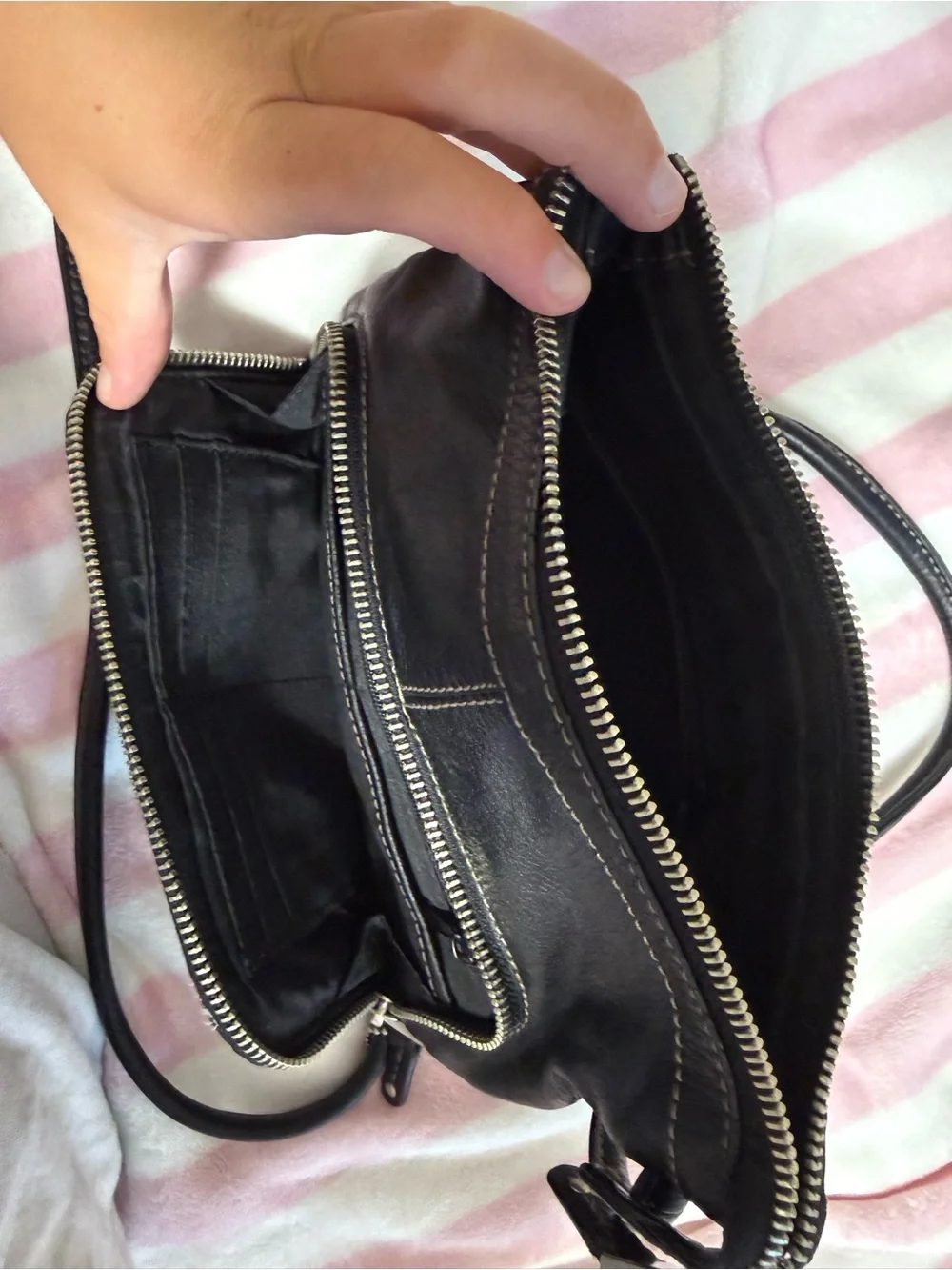 Tignanello Black Leather Crossbody Bag
